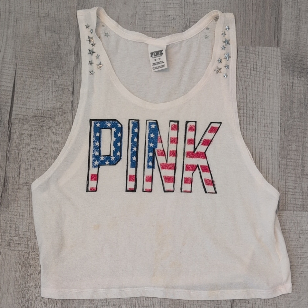 PINK Victoria's Secret White Logo Tee